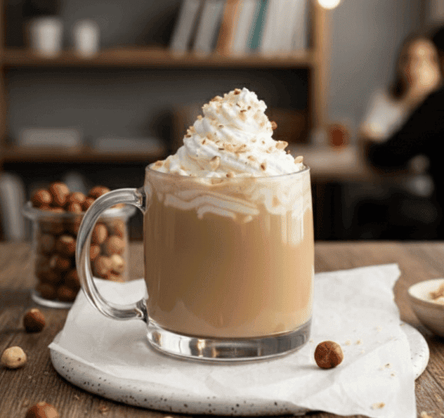 Haselnuss Latte mit Haselnusssirup und Milchschaum