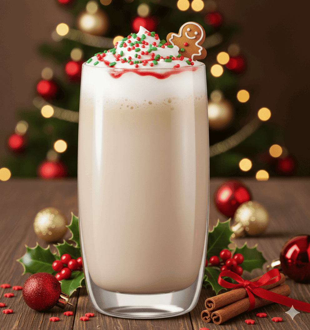 Weihnachtlicher Frappé mit Sahne und Deko