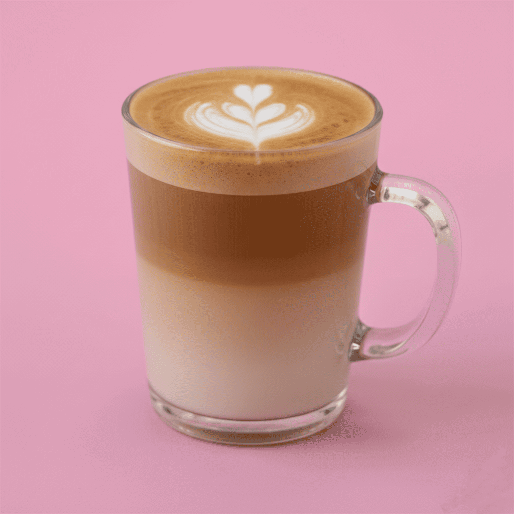 Geschichteter Latte Macchiato im hohen Glas