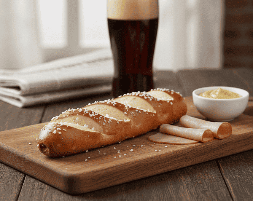 Lange Laugenstange mit grobem Salz