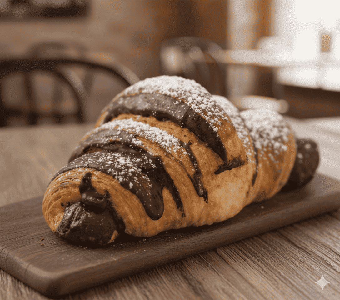 Croissant gefüllt mit Schokoladencreme